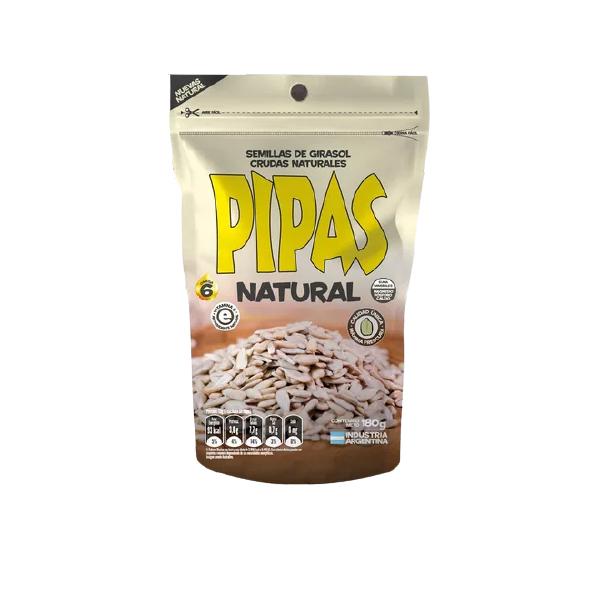 PIPAS PELADAS NATURAL POR 180 GRS.