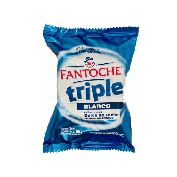 ALFAJOR FANTOCHE TRIPLE BLANCO DE 85 GRS POR 12 UNIDADES