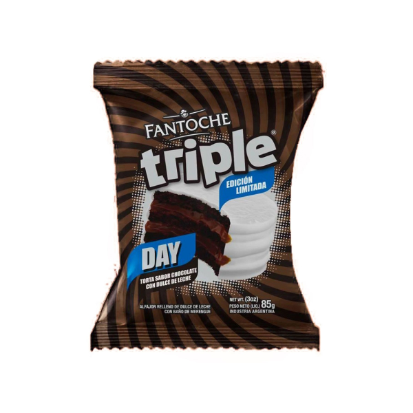 ALFAJOR FANTOCHE TRIPLE DAY DE 85 GRS POR 12 UNIDADES