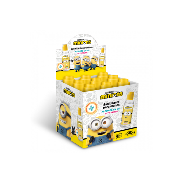 ALCOHOL EN GEL MINIONS 65ML POR 9 UNIDADES