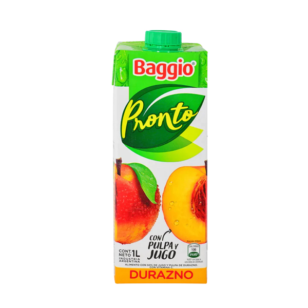 BAGGIO PRONTO DURAZNO POR 8 UNID. POR 1 LT.